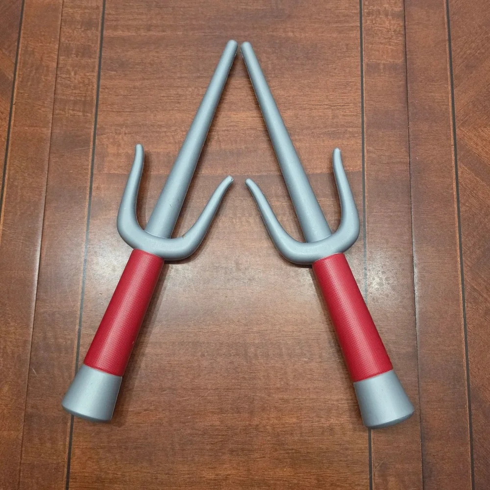 Greenbrier Toy Sai Set TMNT Turtle Silver Red Ninja Costume Plastic Prop DAGGERS